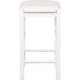 Lancer 3 Piece Counter Dining Set in White Faux Marble, Wood & Leatherette